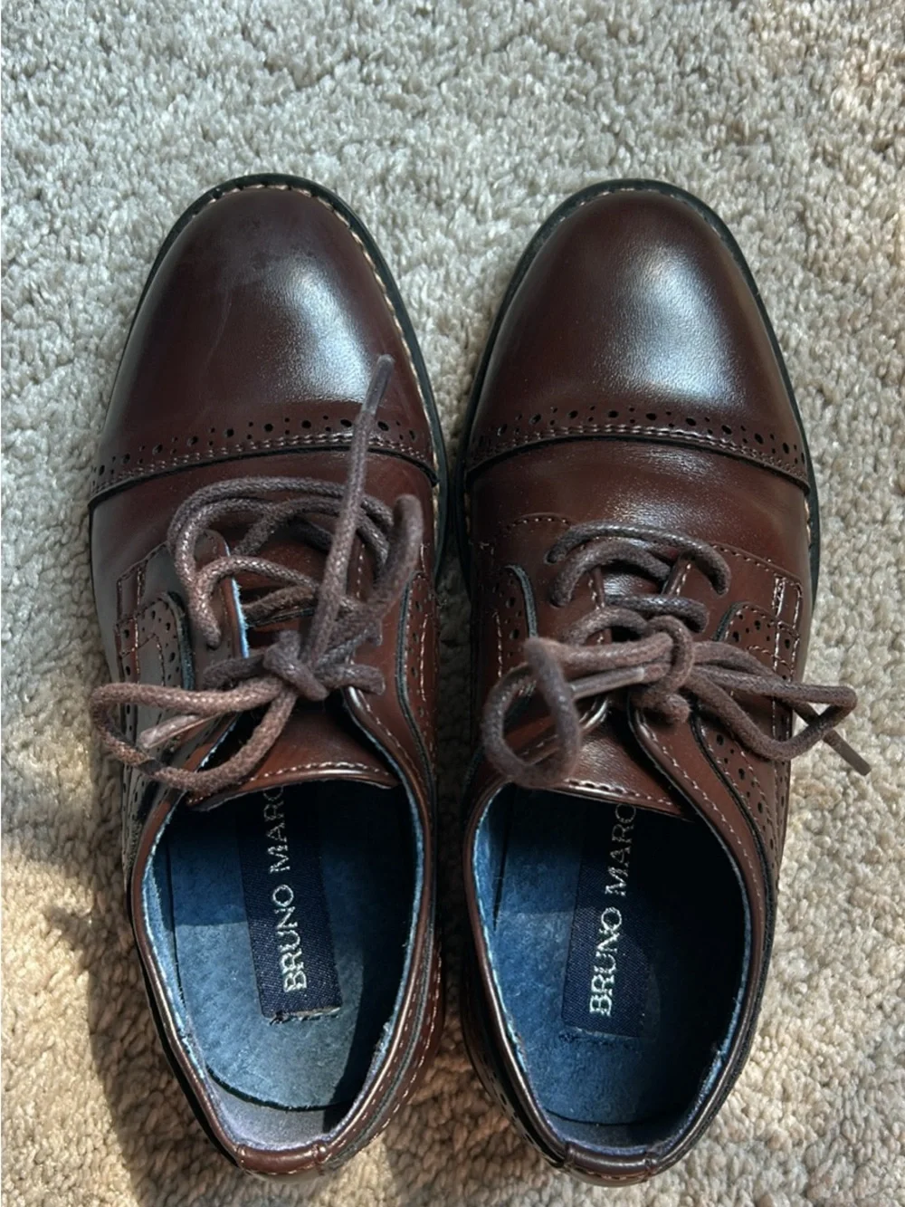 Boys' Brown Leather Wingtip Lace-Up Dress Shoes